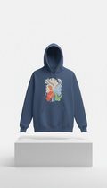 Heavyweight Gallery Blue Hoodie with Digital Art Print