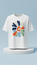 Oversized Cotton Tee with Tangerine Pop