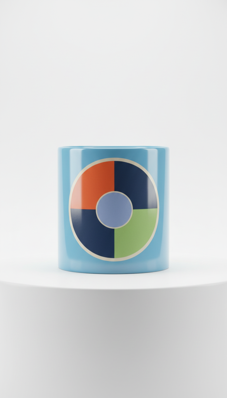 Ice Blue Ceramic Mug with High-Gloss Finish